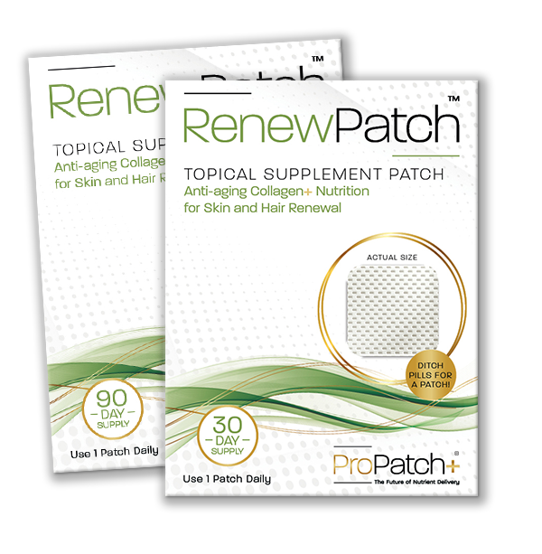 RenewPatch - Topical Supplement Patch for anti-aging collagen+ nutrition for skin and hair renewal.